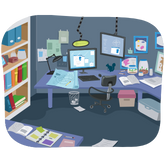 cartoon of a messy office